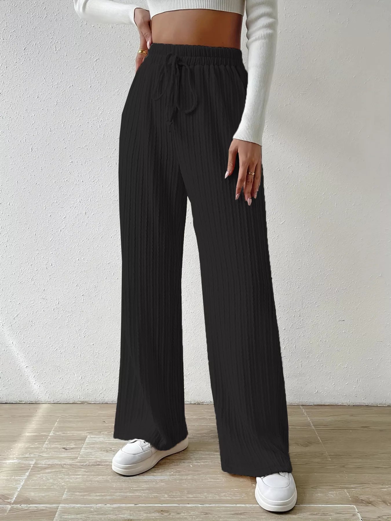 Drawstring Wide Leg Pants