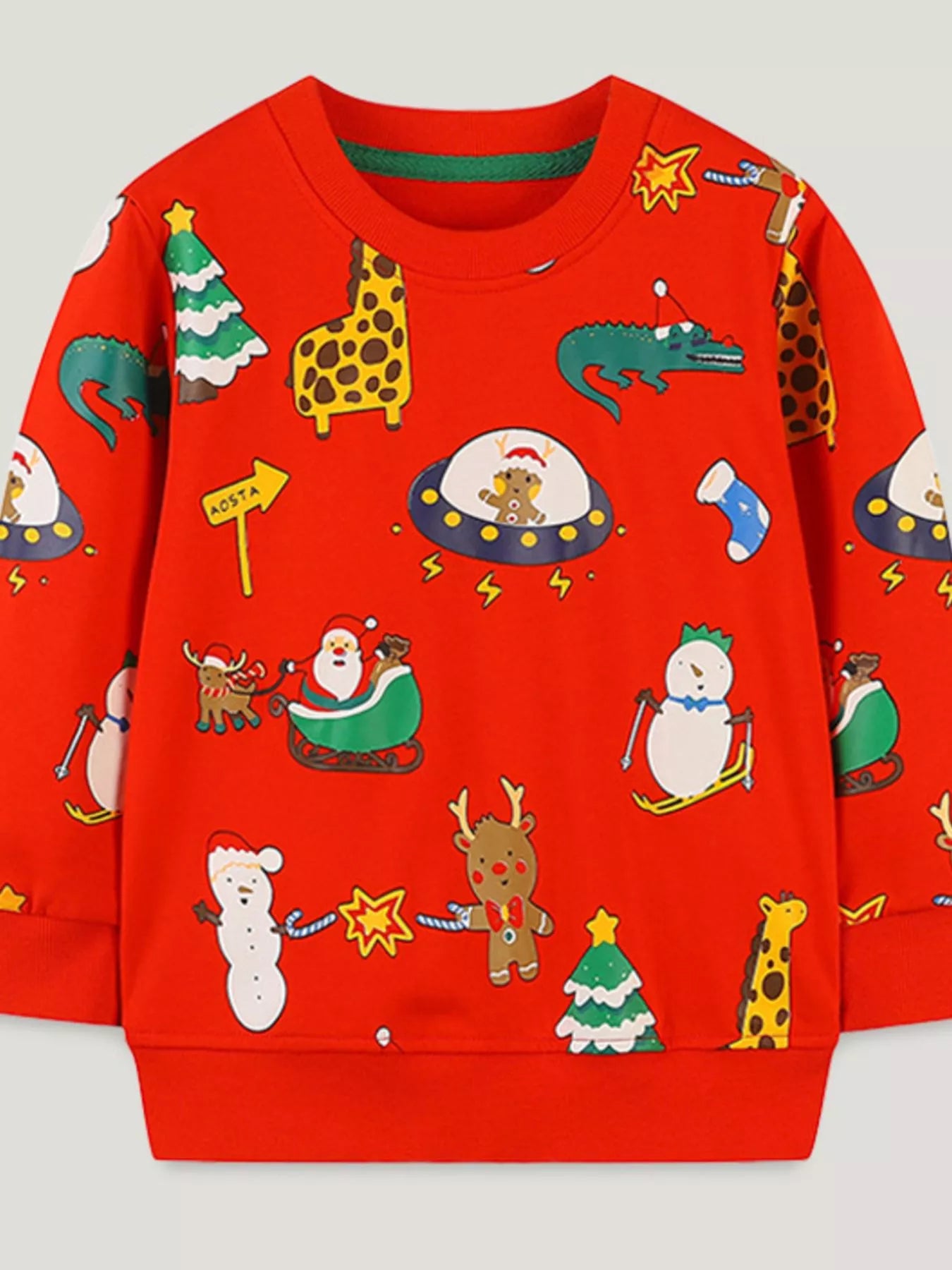 Children's Christmas Crew Neck Sweatshirt Red