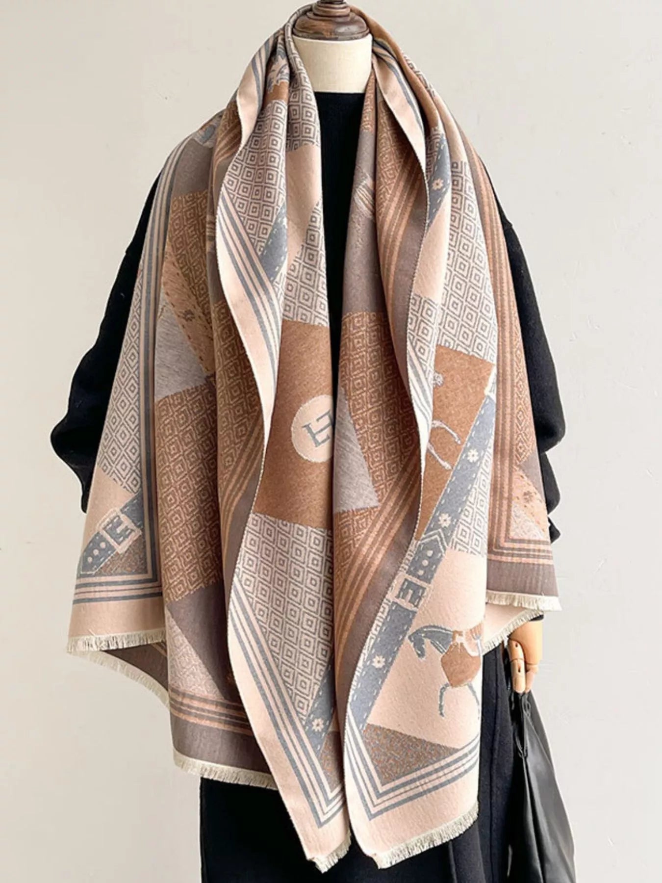 Equestrian Print Reversible Scarf