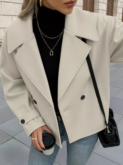 Double-Breasted Wool Blend Outerwear Gray