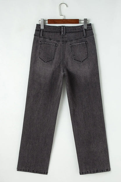 High-Waisted Wide-Leg Vintage Wash Jeans