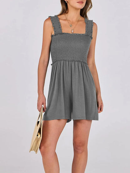 Smocked Square Neck Summer Romper