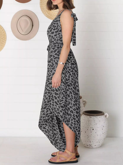 Full Size Leopard Print V-Neck Wide Leg Jumpsuit Plus Size