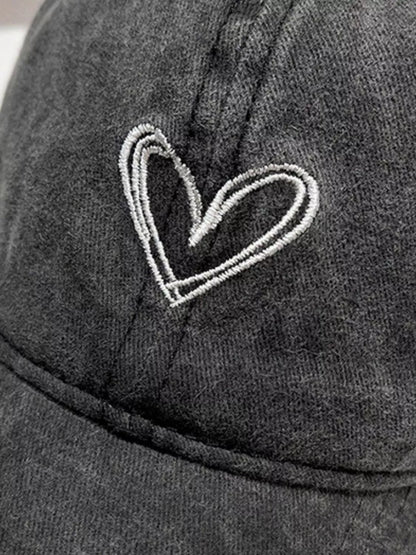 Washed Heart Embroidered Baseball Cap