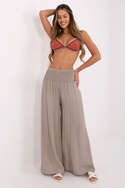 Women's High Waist Palazzo Pants - Viscose Nylon Wide Leg Trousers beige one-size-fits-all
