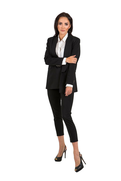 Extended Denim Jacket with Patch Pockets black