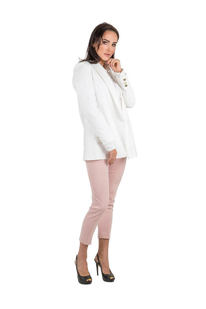Extended Denim Jacket with Patch Pockets beige