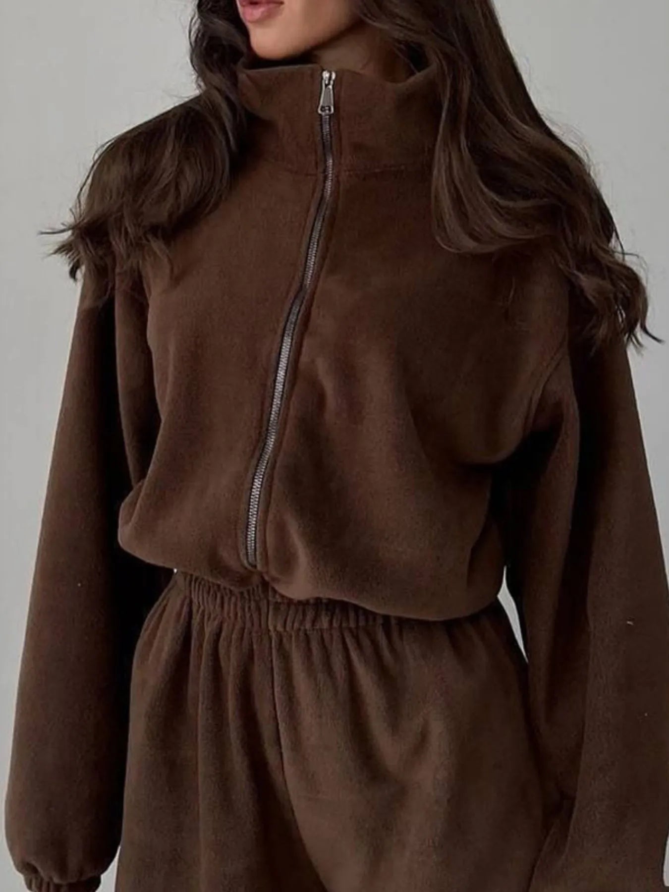 Zip Front Long Sleeve Jumpsuit