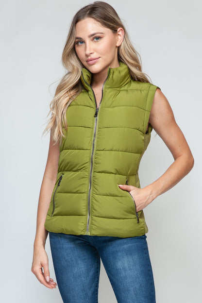 Snobbish Zip Up Turtleneck Vest with Pockets Cardamom Seed