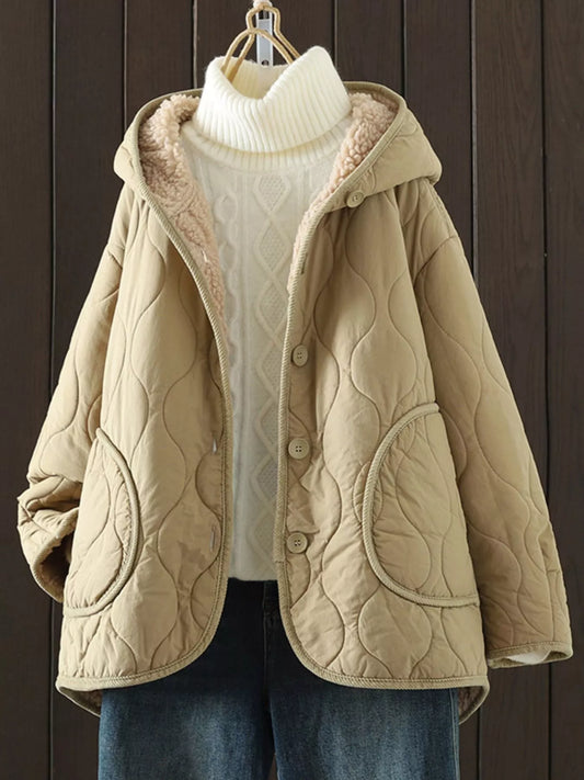Quilted Hooded Sherpa Lined Outerwear Tan