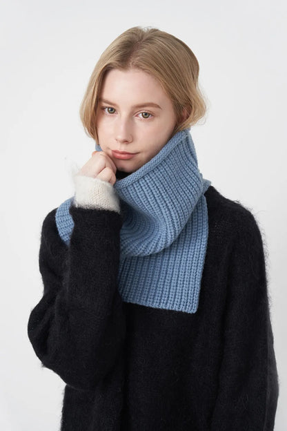 Slit Pullover Knit Scarf Sky Blue One Size