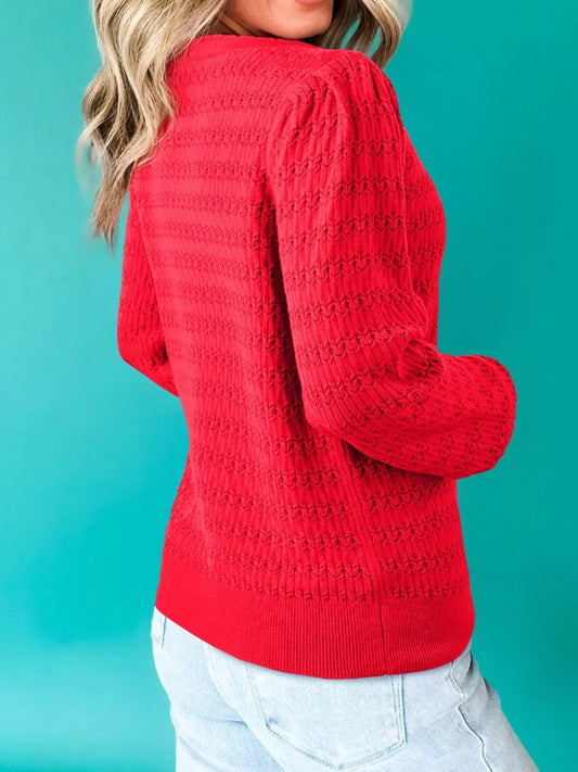 Ribbed Cuffs Crew Neck Sweater