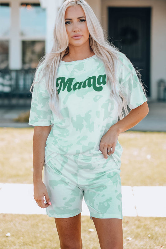Women Printed Letter Graphic Lounge Set Mint