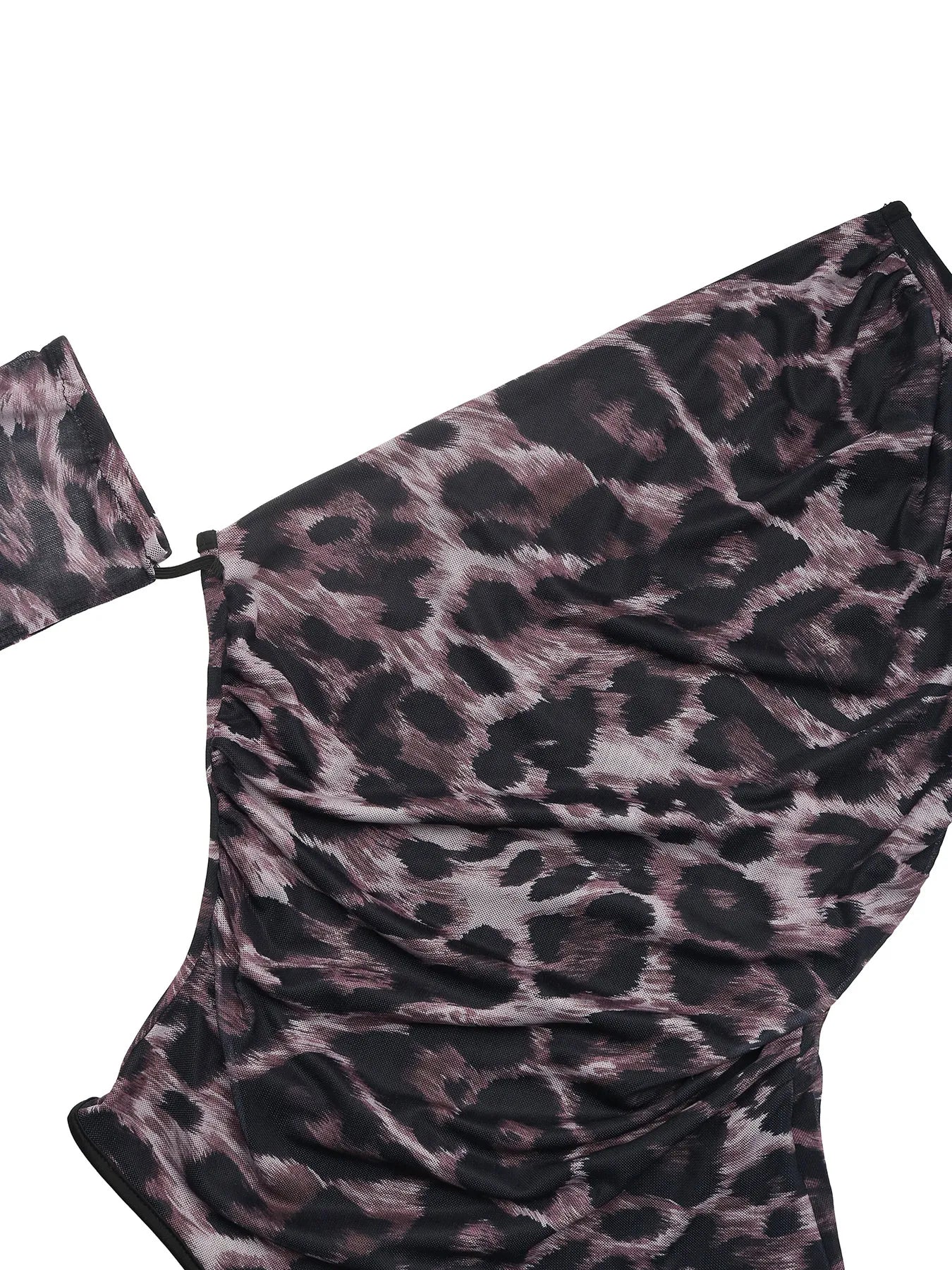 Leopard Print One Shoulder Long Sleeve Bodysuit