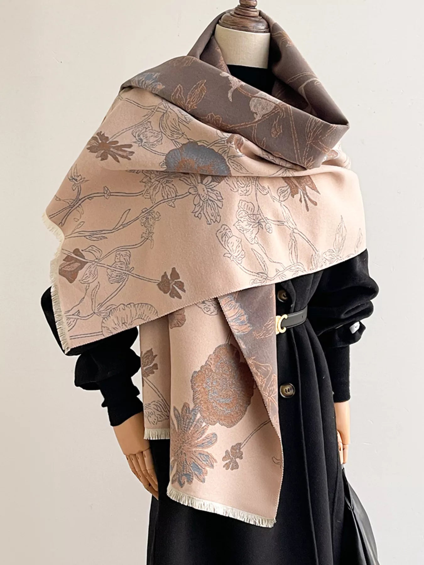 Floral Print Reversible Scarf