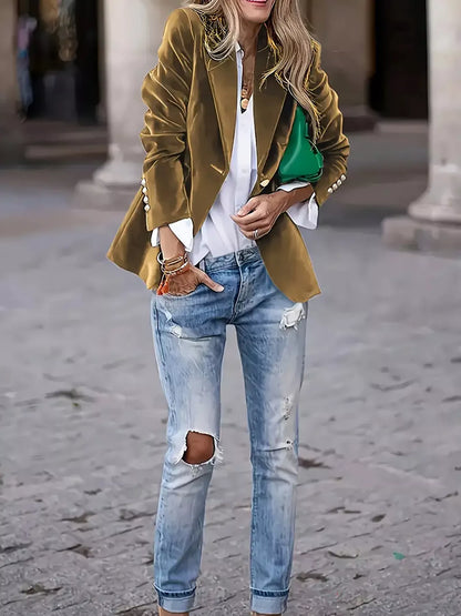 One Button Long Sleeve Blazer