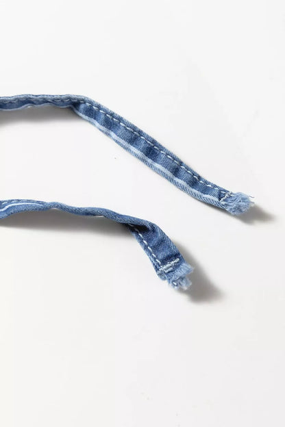 Stripe Chambray Wide Leg Tied Elastic Waist Jeans