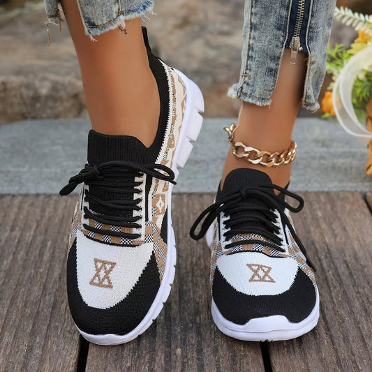 Breathable Mesh Lace Up Sneakers Black