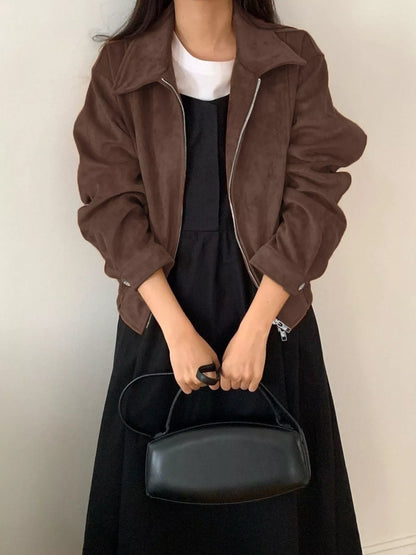 Zip Up Long Sleeve Jacket Brown