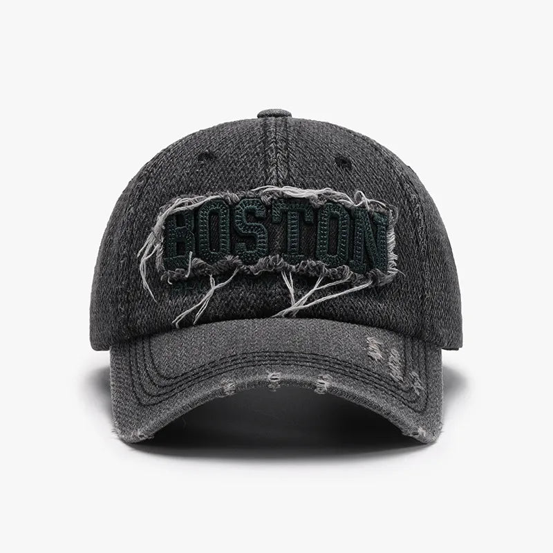 Letter Adjustable Cotton Baseball Cap Dark Gray One Size