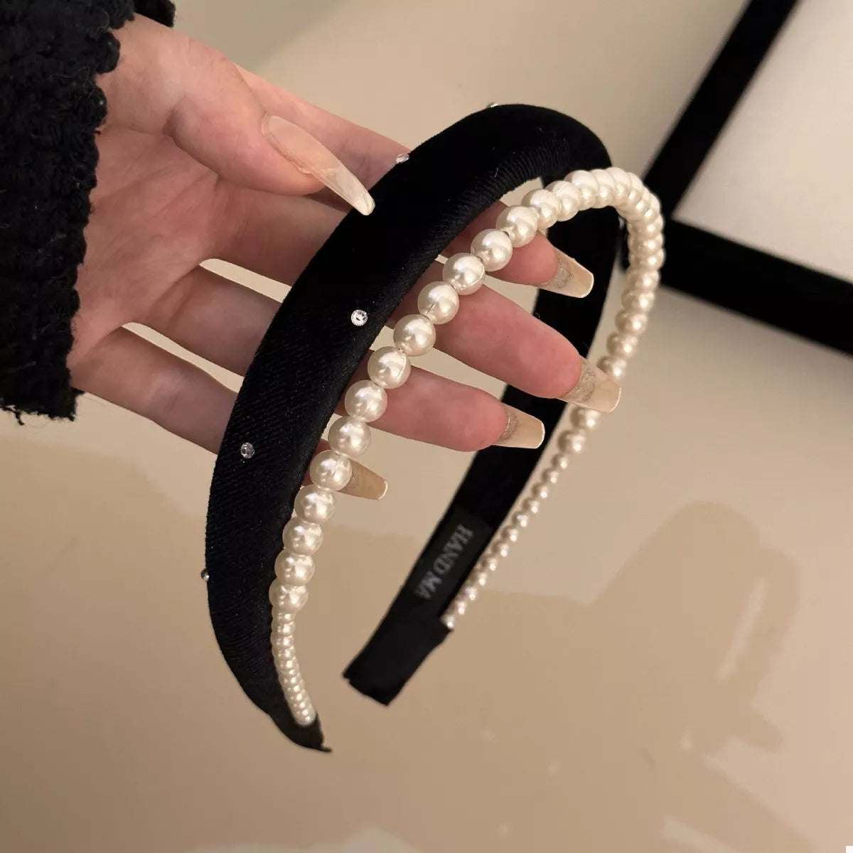 Pearl Embellished Velvet Headband