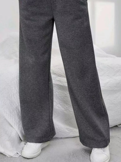 Relaxed Fit Drawstring Waist Solid Pants