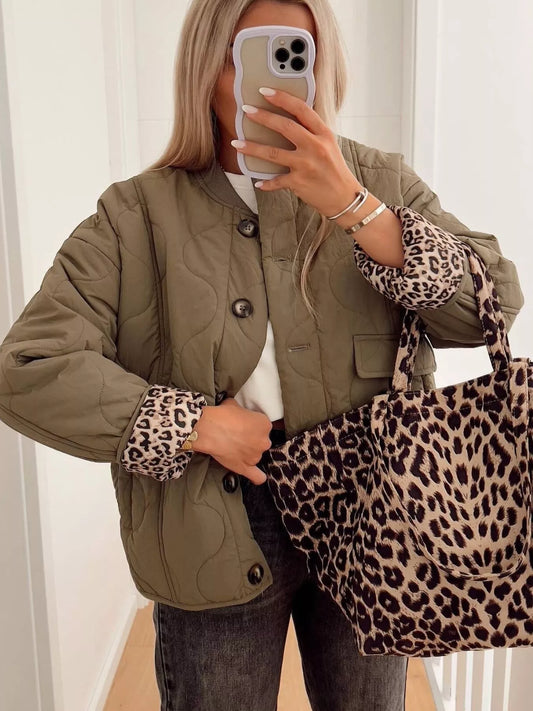 Quilted Button-Down Lightweight Jacket Moss