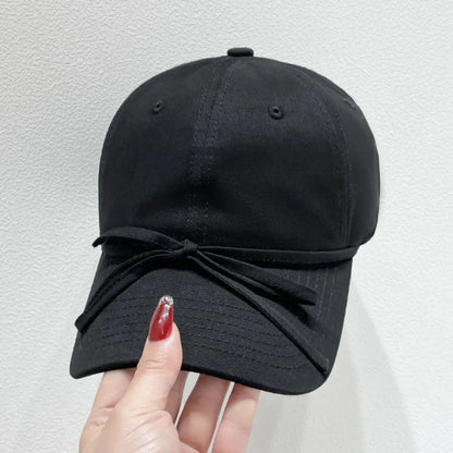 Bow Solid Color Baseball Cap Black One Size