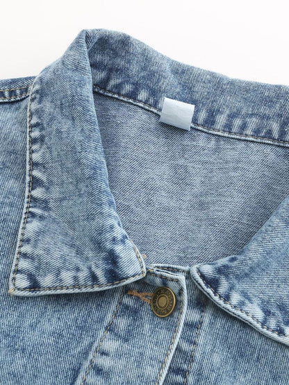 Button Down Drop Shoulder Denim Jacket