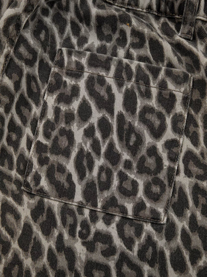 Leopard Straight Loose Leg Jeans