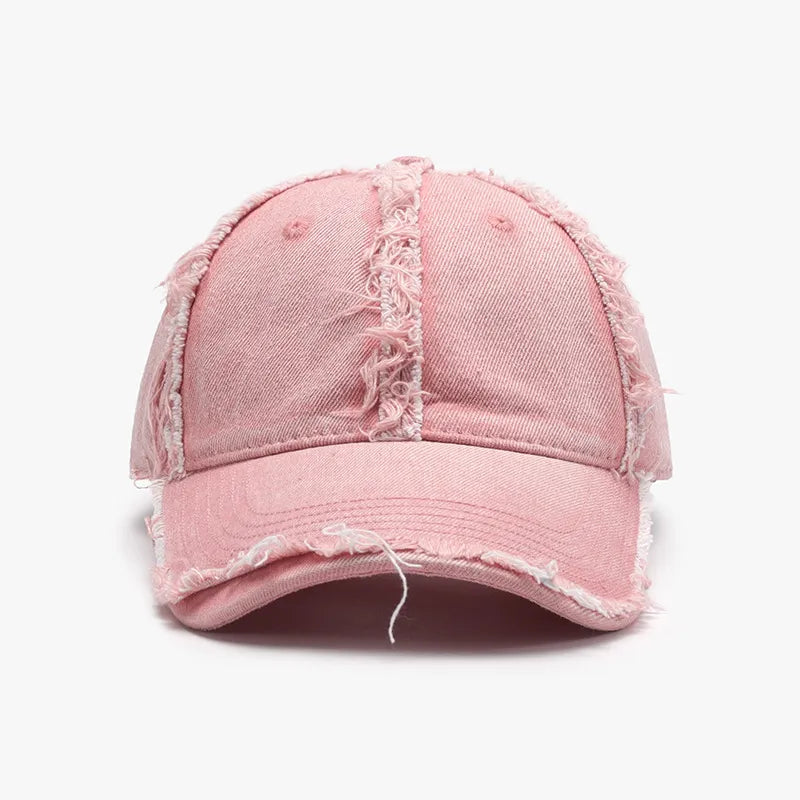 Raw Hem Cotton Baseball Cap Dusty Pink One Size