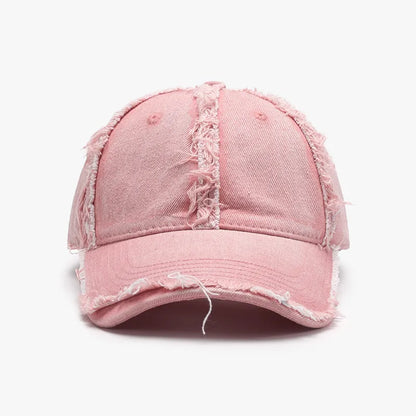 Raw Hem Cotton Baseball Cap Dusty Pink One Size