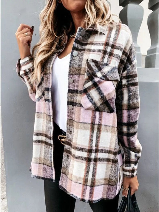 Plaid Button-Down Long Sleeve Shacket