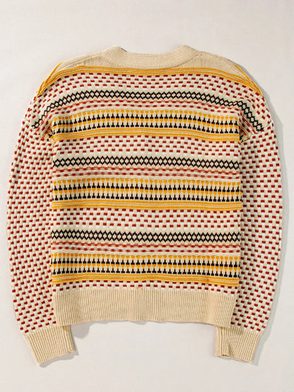 Vintage Patterned Button-Down Cardigan