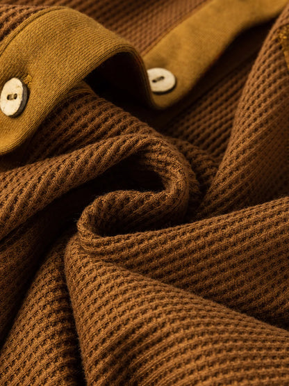 Waffle Knit Patchwork Exposed Seam Loose Shacket