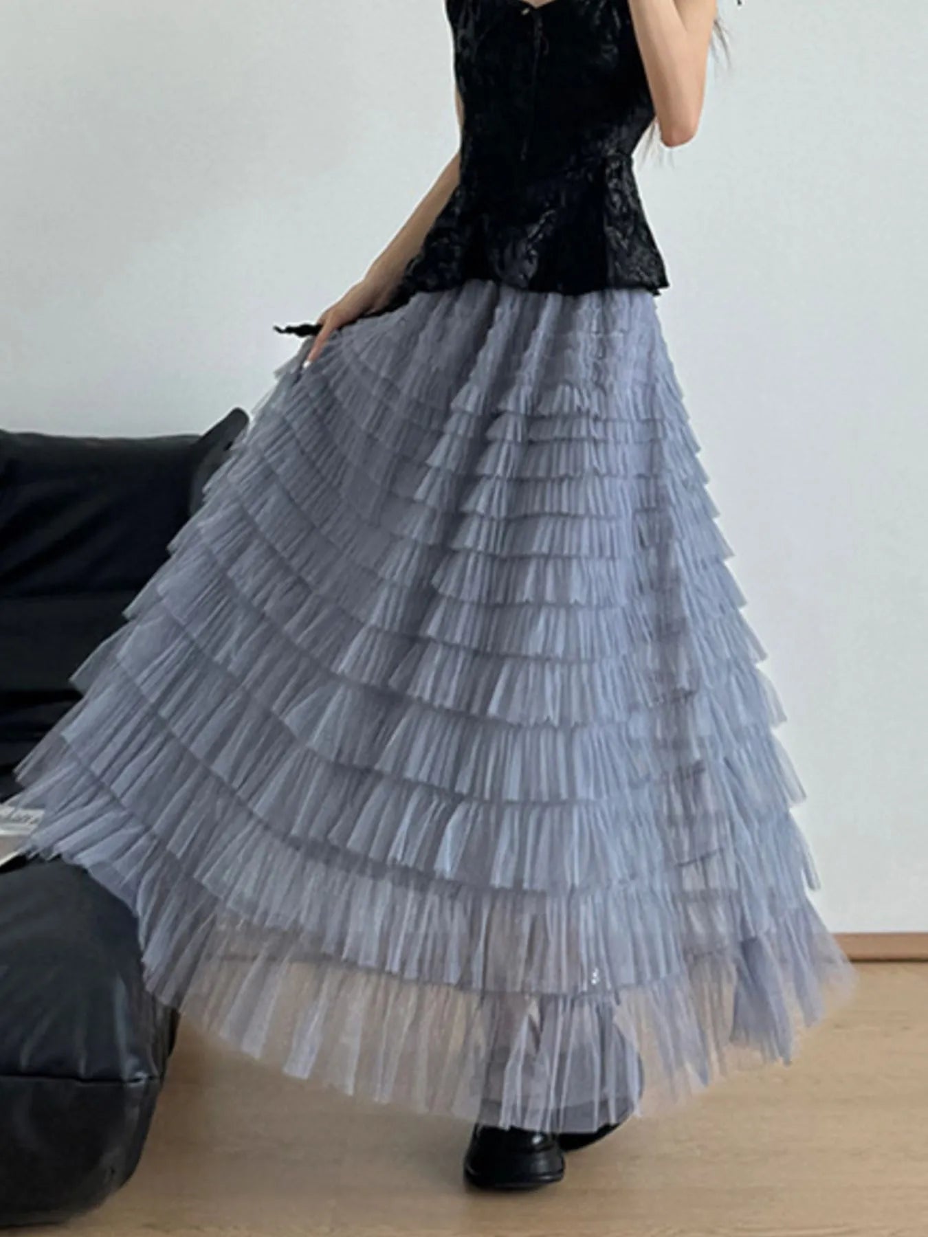 Tiered Tulle Maxi Skirt