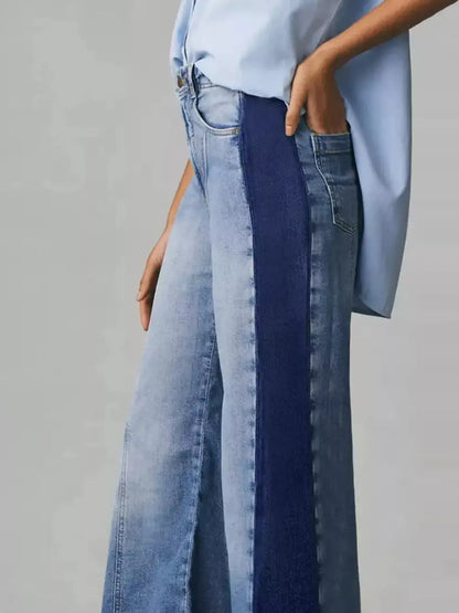 Two-Tone Wide Leg Jeans