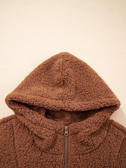 Zip Up Hooded Sherpa Jacket