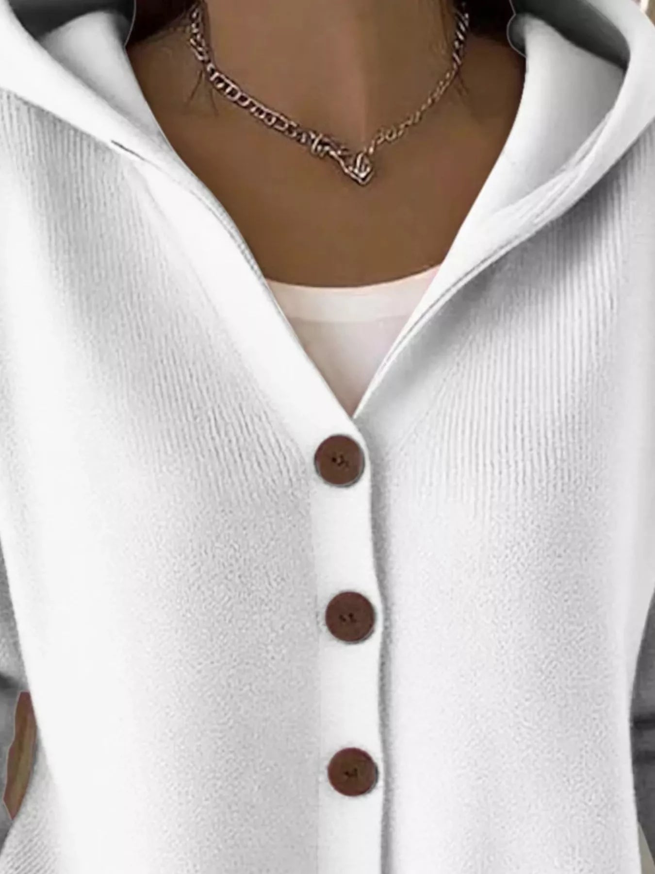 Full Size Hooded Button-Front Soft Knit Cardigan Plus Size