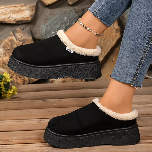 Plush Lined Platform Boots Black