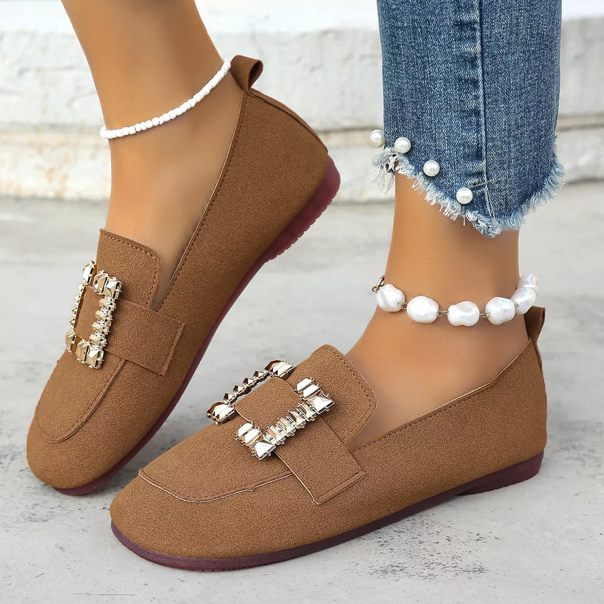 Decor Buckle Round Toe Slip-On