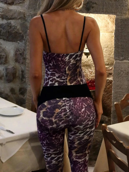 Leopard Spaghetti Strap Jumpsuit