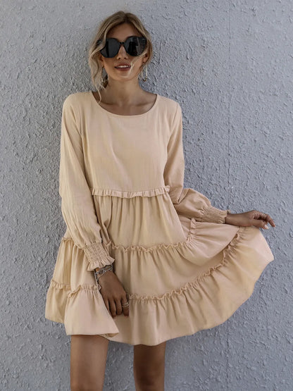 Frill Tiered Long Sleeve Mini Dress