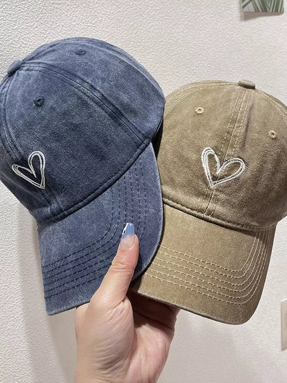 Washed Heart Embroidered Baseball Cap