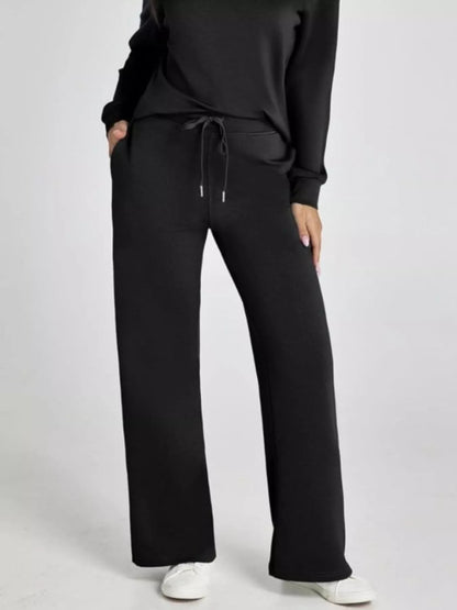 Full Size Johnny Collar Long Sleeve Top and Pants Plus Size