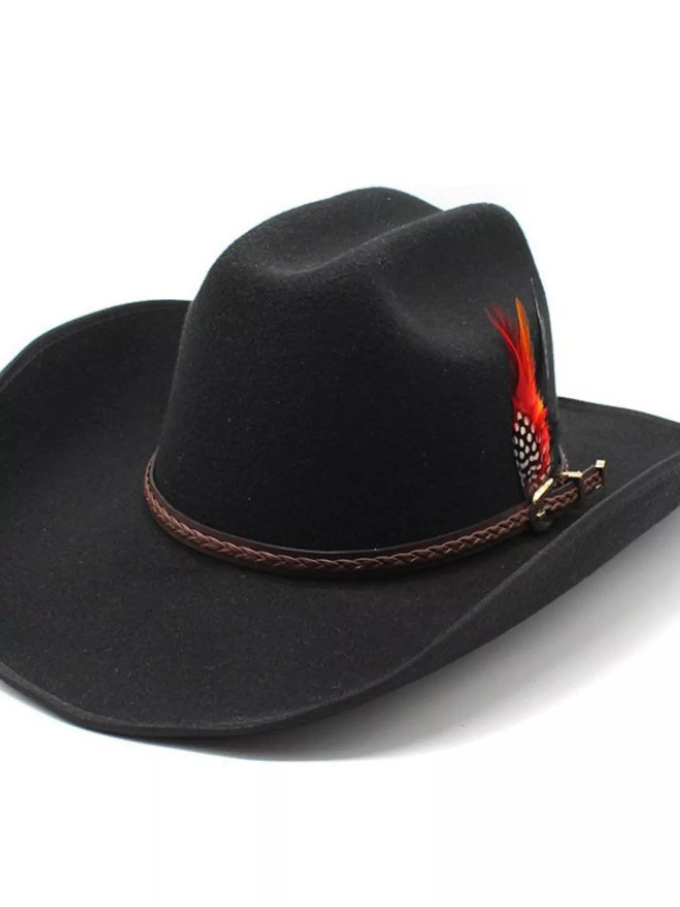Solid Color Cowboy Hat Black One Size