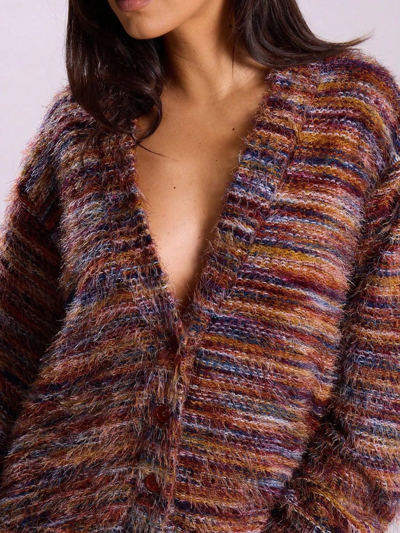 Chunky Knit V-Neck Button-Up Cardigan