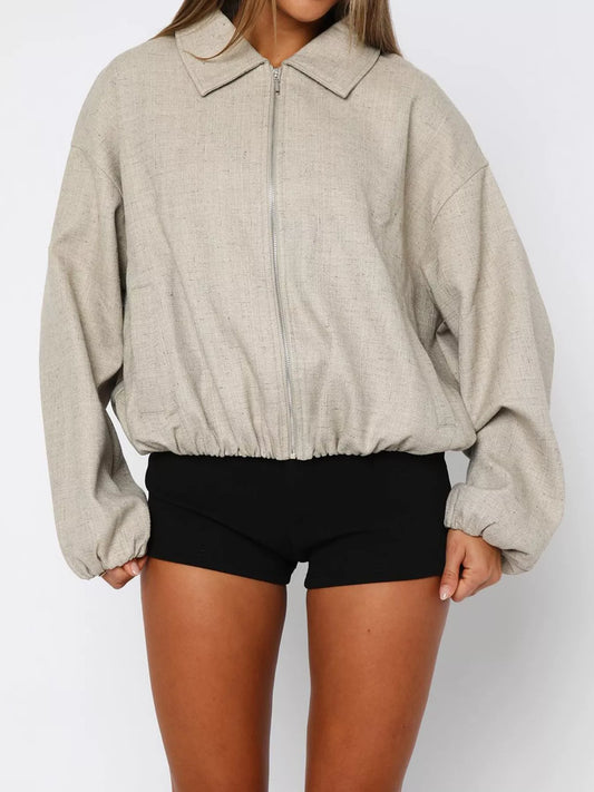 Oversized Zip-Up Drop Shoulder Jacket