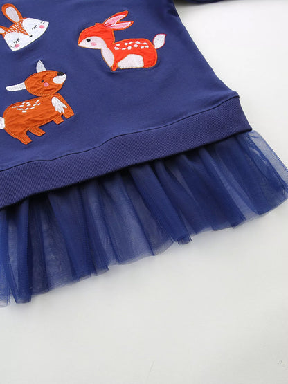 Children's Cute Animal Tulle Hem Sweatshirt