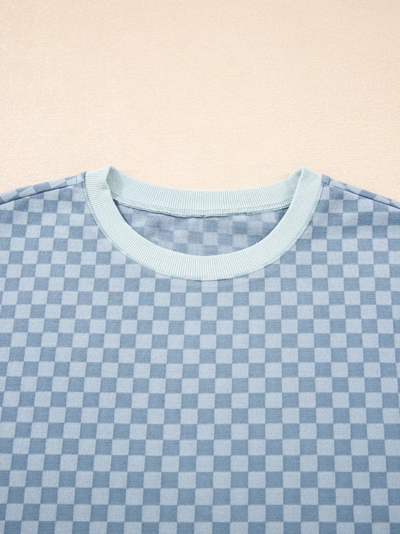Checkerboard Long Sleeve Pullover and Shorts Set